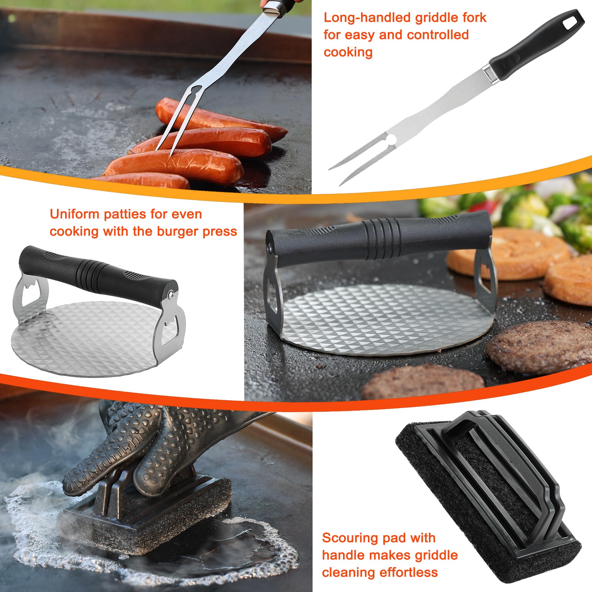 Dy Decent Family Griddle Accessories Kit, 39Pcs Flat Top Grill Accessories Set For Blackstone, Griddle Accessories Set With Bast